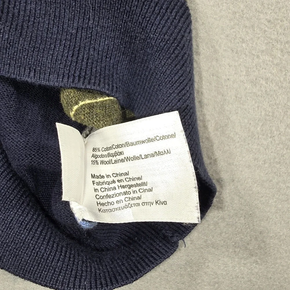 Brooks Brothers Mens‎ Small Blue Sweater Pullover Argyle Cotton Blend Crew Neck